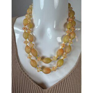 Vintage Yellow & Orange Glass Bead Double-Strand Necklace